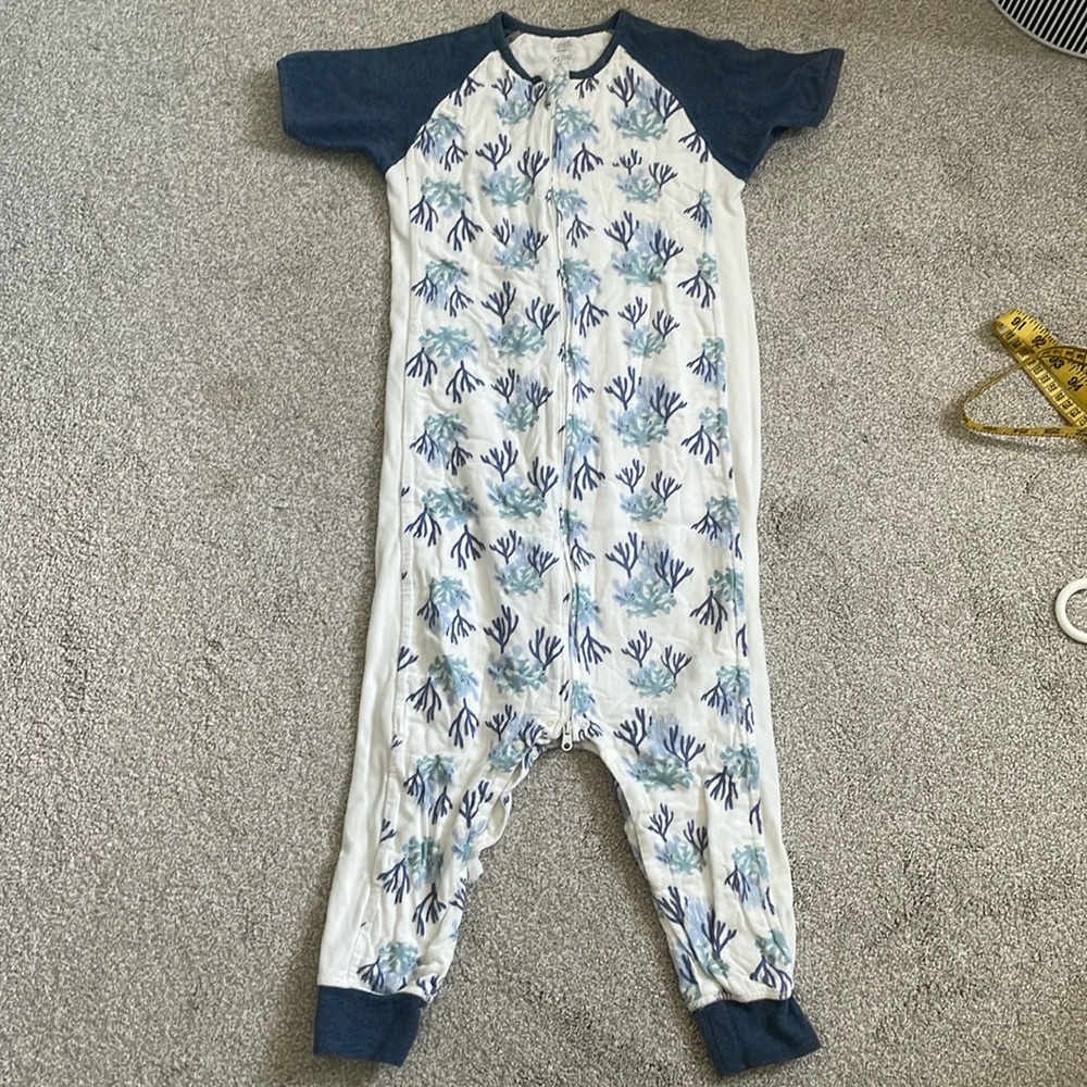 NEST DESIGNS - Raglan Bamboo Pima Short Sleeve Sleep Suit 0.6 TOG - Blue Reef
